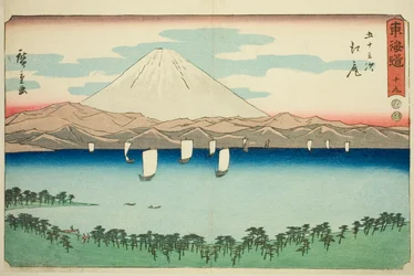 Ejiri—No. 19, de la série "Les cinquante-trois stations du Tokaido (Tokaido gojusan tsugi)," également connue sous le nom de Reisho Tokaido