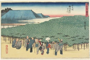 Le grand pin de Naniwaya à Anryū-machi, c. 1834