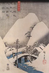 Hiroshige, Un pont dans un paysage enneigé