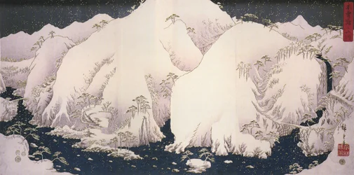 Hiroshige, Une rivière parmi les montagnes enneigées