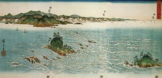 Hiroshige, Tourbillons sur une côte rocheuse