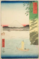 Honmoku dans la province de Musashi (Musashi Honmoku no hana), de la série "Trente-six vues du mont Fuji (Fuji sanjurokkei)"