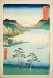 Lac Suwa dans la province de Shinano (Shinshu Suwa no mizuumi), de la série "Trente-six vues du mont Fuji (Fuji sanjurokkei)"