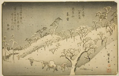 Neige persistante à Asukayama (Asukayama no bosetsu), de la série "Huit vues des environs d