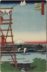 Pont Motoyanagi et temple Eko_in à Ryo_goku, mai 1857