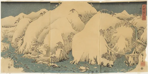 Montagne et rivière au col de Kiso, août 1857
