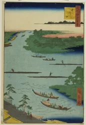 Embouchure de la rivière Nakawaga (Nakagawaguchi), de la série "Cent vues célèbres d