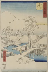 Mont Fuji et mont Ashigara depuis Numazu, de la série Tōkaidō vertical (ou « Lieux célèbres des cinquante-trois stations du Tōkaidō »)