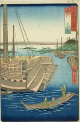 Province de Nagato : Shimonoseki (Nagato, Shimonoseki), de la série "Lieux célèbres des soixante et quelques provinces (Rokujuyoshu meisho zue)"