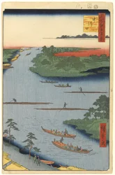 Embouchure de la rivière Nakagawa, n° 70 de Cent vues célèbres d