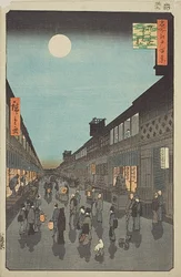 Vue nocturne de Saruwaka-machi (Saruwaka-machi yoru no kei), n° 90 de la série "Cent vues célèbres d