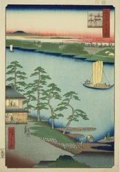 Niijuku Ferry (Niijuku no watashi), de la série "Cent vues célèbres d
