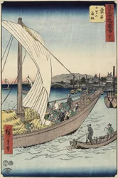No.43 Ferry Boat par Shichiri Beach, Kuwana, juillet 1855