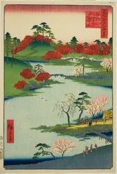 Ouverture du jardin au sanctuaire Fukagawa Hachiman, de la série "Cent vues célèbres d