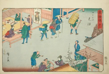 Otsu—N° 54, de la série "Les Cinquante-trois Stations du Tokaido (Tokaido gojusan tsugi)", également connue sous le nom de Reisho Tokaido