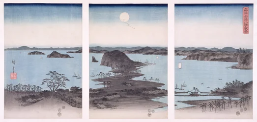 Panorama des vues de Kanazawa sous la pleine lune, de la série 