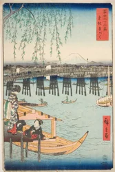 Pont de Ryogoku dans la capitale orientale (Toto Ryogoku), de la série "Trente-six vues du mont Fuji (Fuji sanjurokkei)"