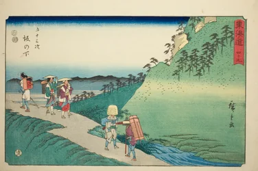 Sakanoshita—No. 49, de la série "Les cinquante-trois stations du Tokaido (Tokaido gojusan tsugi)", également connue sous le nom de Tokaido Reisho