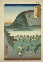 Province de Sanuki : Vue lointaine du mont Zozu, de la série "Lieux célèbres des soixante et quelques provinces"