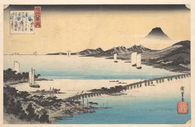 Seta no Sekisho. Coucher de soleil, Seta. Lac Biwa