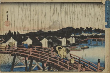 Averse ensoleillée au pont Nihonbashi, de la série « Lieux célèbres de la capitale orientale »