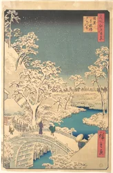 Pont Taiko, Meguro, par une soirée enneigée