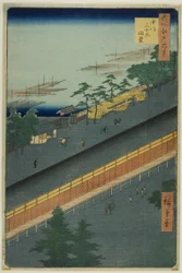 La salle des trente-trois baies de Fukagawa (Fukagawa Sanjusangendo), de la série "Cent vues célèbres d