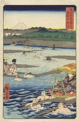 La rivière Ōi entre les provinces de Suruga et de Tōtōmi