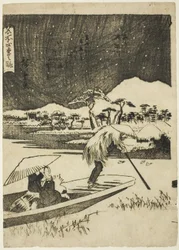 La rivière Sumida en hiver (Fuyu, Sumidagawa), de la série "Vues des quatre saisons dans des lieux célèbres (Meisho shiki no nagame)"