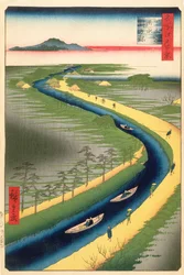 Remorqueurs le long du canal Yotsugi-dori, planche 33 de la série Cent vues célèbres d