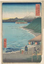 Vue du mont Fuji depuis la plage de Sept-ri, province de Sagami (Sōshū: Shichi-ri ga hama), de la série Trente-six vues du mont Fuji (Fugaku sanjūrokkei)