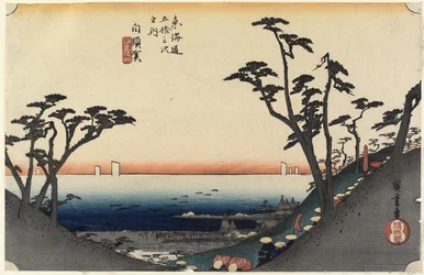 Vue de la pente de Shiomi, Shirasuga, c. 1833