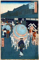 Vue de la première rue sur Nihonbashidori Cent vues célèbres d