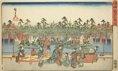 Glycine à Kameido (Kameido Tenjin fuji hana), de la série "Lieux célèbres de la capitale de l