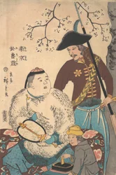 Russes et Chinois inscrivant un éventail, 12e mois, 1860