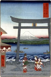 Geishas et mont Fuji - estampe japonaise par Hiroshige Utagawa