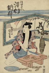Acteur Sawamura Tosshu en Shida Hayato, après 1832