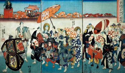 Le brave Kuniyoshi avec son motif de paulownia, 1848