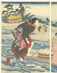 La rivière Chofu Tama dans la province de Musashi
