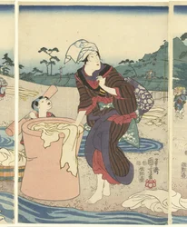 La rivière Chofu Tama dans la province de Musashi