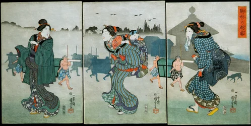 Brume matinale à Komagata (Komagata no asagiri) : Amusements des quatre saisons (Shiki yūkan), c.1846