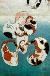 Série de pieuvres Chats formant des caractères écrits (Neko no ateji), vers 1842