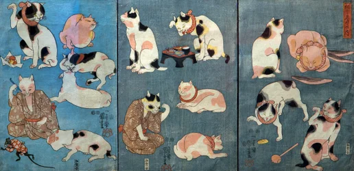 Proverbes illustrés par des chats (Tatoe zukushi no uchi), c.1852
