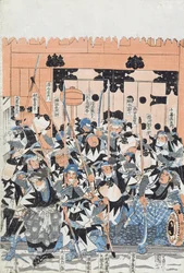 Ronin attaquant la porte de Kira, scène de l