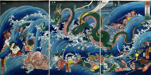 Tamatori-hime volant le joyau sacré du palais du dragon (Ryūgū Tamatori-hime no zu)