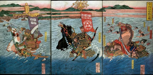 La bataille de la rivière Uji (Ujigawa kassen no zu), vers 1831-32
