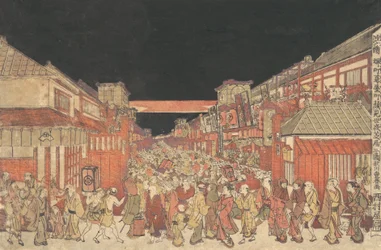 Sakaicho Fukiyacho Kaomise Yoshibai no Zu, vers 1780