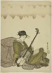 Femme jouant du shamisen, d