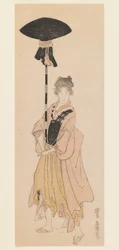 Jeune femme portant un poteau orné pour une procession, vers 1805-6