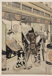 Courtisanes se promenant sur le Nakanochō